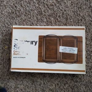 Teak Snack Serving Tray in Original Box, 70s